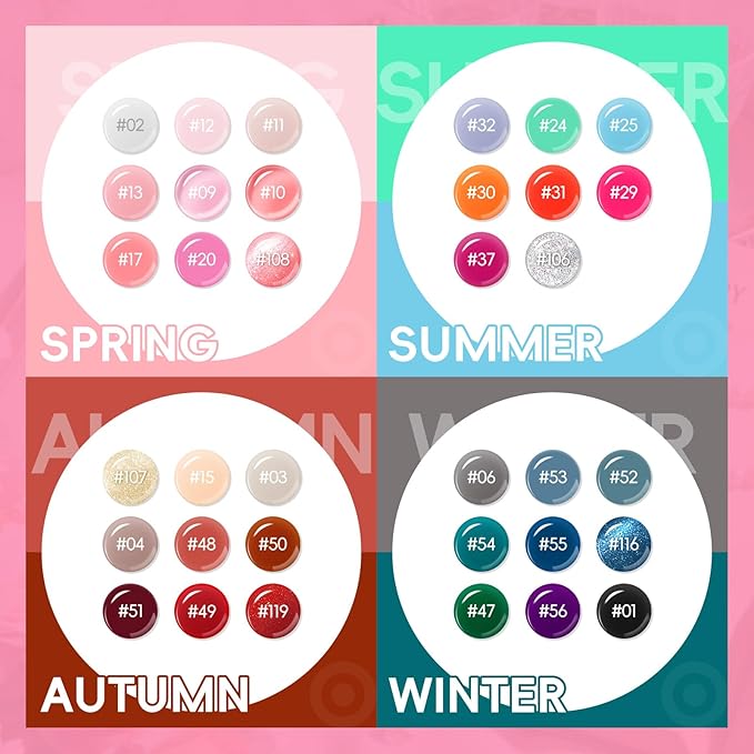 PEACECOLOR Gel Nail Polish Set 40PCs,Fall Gel Polish Kit 35 Colors White Nude Neutral Brown Pink Red with 5Pcs Glossy/Matte/Glitter Top Base Coat Soak Off Nail Art Gifts for Women
