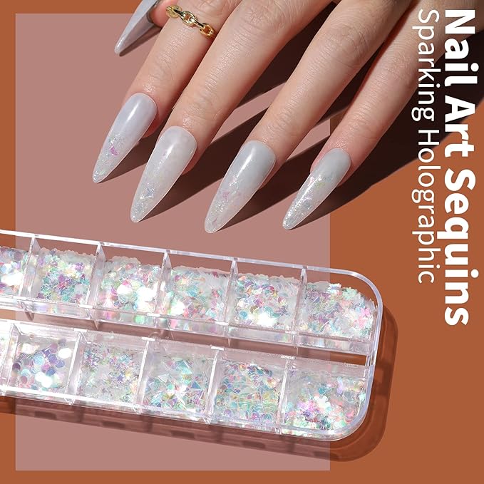 FANDAMEI Nail Art Brushes Set, Nail Art Kit, Nail Design Kit, Nail Art Dotting Pens, Nail Stickers, Butterfly Nail Art Sequins, Nail Foils, Nail Art Flakes Iridescent, Rhinestones For Nails