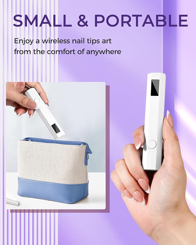 Mini UV Light for Nails Handheld Flash Cure Light 3w Portable Led Lamp with 2 Timer Settings 20/60s for Home DIY Salon Women Gel Polish (White)