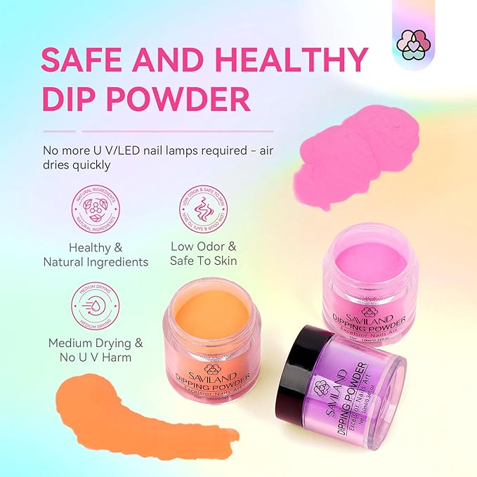 SAVILAND Dip Powder Nail Kit Starter: 29 Pcs Dip Nails Powder Starter Kit for All Season 15 ml Dipping Liquid Set with Base Top Coat Activator for French Nail Art Manicure DIY Salon Ideal Gift Set