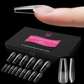 Long Coffin Pre-Building Nail Tips, 15 Sizes 240 PCS Pre-shaped Apex Clear Soft Press On Fake Nail Half Matte Gel Nail Extensions Strong Thick Acrylic Tip for DIY Beginners & Salon Manicure