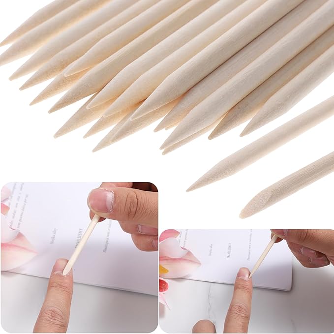 40 Pack Mini Nail File Disposable Manicure Kit Individually Package with Wooden Cuticle Pusher Sticks Press on Nail Art Tool Prep Kit Pedicure Cleaner Tools for Home