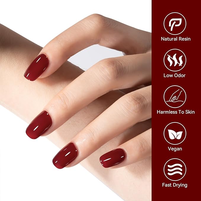 MEGIOR Jelly Burgundy Gel Nail Polish 0.5 Fl Oz Jelly Red Transparent Soak Off UV LED Lamp Light Cure Gel Polish Kit for Salon and Nail Art Starter Manicure DIY at Home