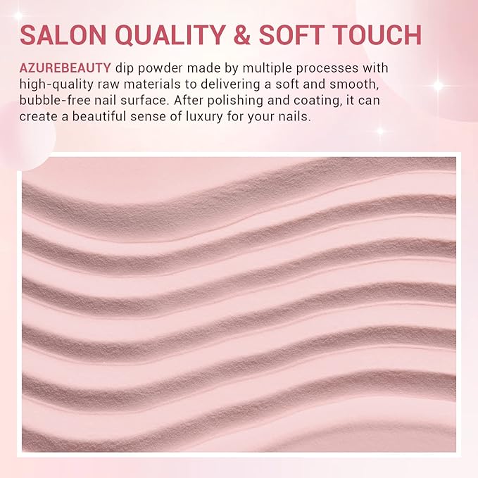 AZUREBEAUTY Dip Powder Nail Kit Starter, 4 Colors Glitter Soft Pink French Nail Art, with Base Coat, Top Coat and Activator Liquid, Suitable for All Seasons, Ideal for DIY Manicure and Salon Use