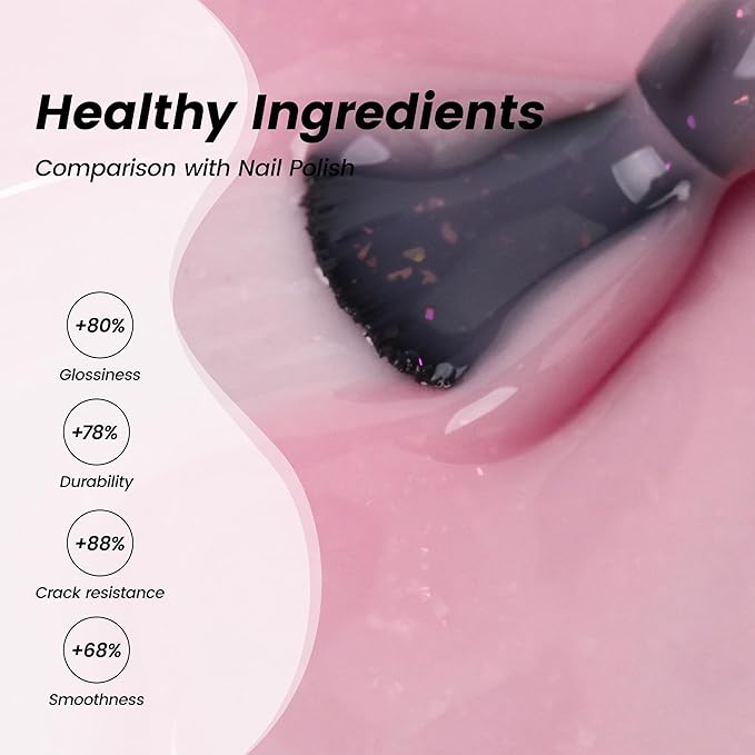 YTD Likomey Gel Nail Polish,Nude 15ml Light Pastel Pink Glitter Translucent Neutral Jelly Sheer Shimmer Salon Home DIY Nails Art Manicure UV Varnish,LS322