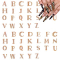 52 Pcs 3D Rose Gold Nail Charms Letters Initial Charms for Nails Nail Letter Charms Alphabet Rhinestone Letter Nail Charms for Nail Art Design Decoration DIY Craft