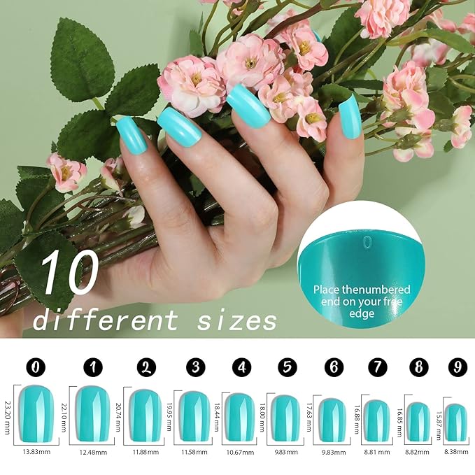 FANDAMEI 24 Colors Press on Nails Square, 24 Packs 576PCS Press on Nails Medium Glossy, Lightweight Natural Fake Nails Full Cover, False Nails with Glue, Short Square Acrylic