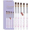 5Pcs Flower Acrylic Nail Brush Set, Size 8/10/12/14/16, Professional Nail Brushes for Acrylic Application Powder & Nail Extension, 3D Nail Carving Tools for DIY Home Salon Manicure-White