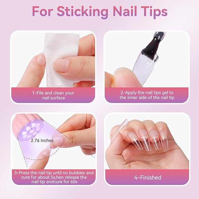 Makartt UV LED Nail Lamp - Gooseneck 34mW/cm² Flash Cure Lamp Rechargeable UV Light for Gel Nails with 4 Times & Auto Sensor USB Cordless Fast Curing Nail Art Design for Salon Home DIY (Pink)