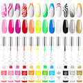 Nail Art Polish Set Gel Liner Kit For Nail Design Polish Paint For Nail 12 Colors Black White Gel Nail Polish Soak off Curing Requires 8ml with Thin Nail Art Brush