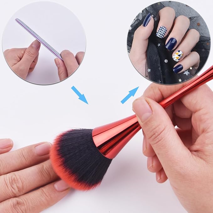 Nail Dust Brush, Red Soft Duster Brush Nail Art Dust Powder Remover Makeup Manicure Brushes Clean Up Tools for Acrylic Nails