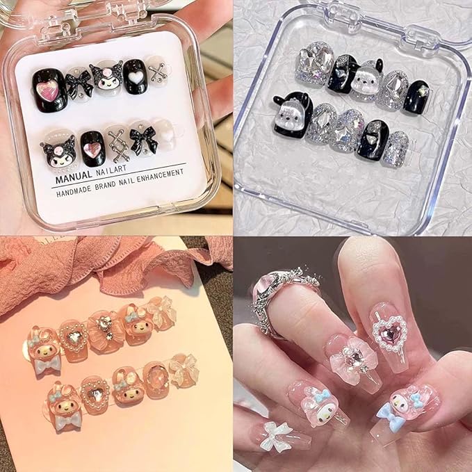 70Pcs Kawaii Nail Charms Set, 3D Cartoon Colorful Nails Accessories for DIY Nail Art, Y2k Resin Rhinestones Nail Decorations (70P)