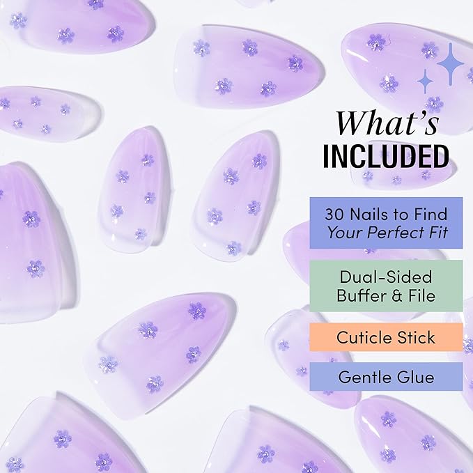 Chillhouse - Chill Tips, Press on Nails Kit - Fifi La Fleur (Almond) - 30 Nail Shapes & Sizes - Up to 2 Weeks of Wear - Customizable Fit - Reusable - Latina Founded & Women Owned - Beauty & Self Care