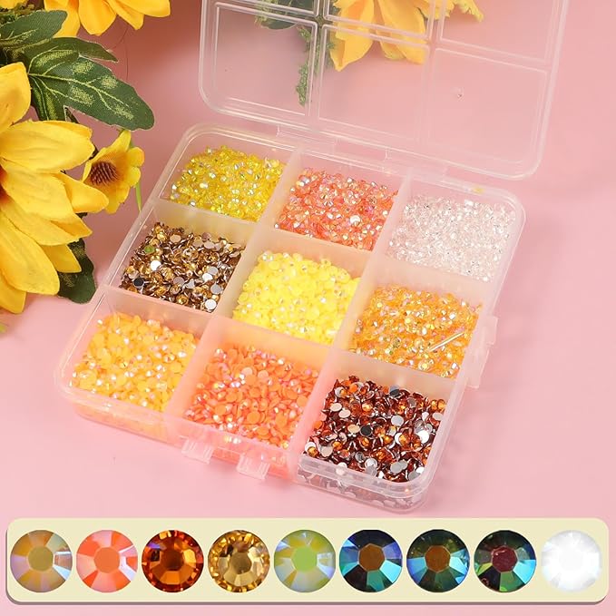 4500Pcs Flatback Rhinestones for Crafts, 3mm Yellow Crystals Rhinestone, Resin Flatback Glitter Gems Nail Diamonds Rhinestones for Clothes Accessories DIY