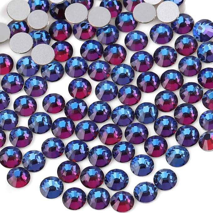 Beadsland Flat Back Crystal Rhinestones Round Gems for Nail Art and Craft Glue Fix, Blue Volcano, 1.2-1.4mm, SS3/1440pcs
