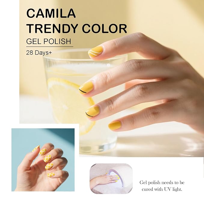 6pcs 15ml Hema Free Tpo Free Yellow Gel Nail Polish Soak Off UV/LED Gel Polish Set Yellow Nail Art Set for Women, Professional Salon DIY Manicure Kit with High Pigment & Long Lasting Effect D