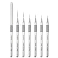 6Pcs Silver Metal Handle Nail Art Liner Brushes Set for Long Lines, Fine Details Painting Gel Nail Brush Drawing Sizes 5/7/9/11/20/25mm