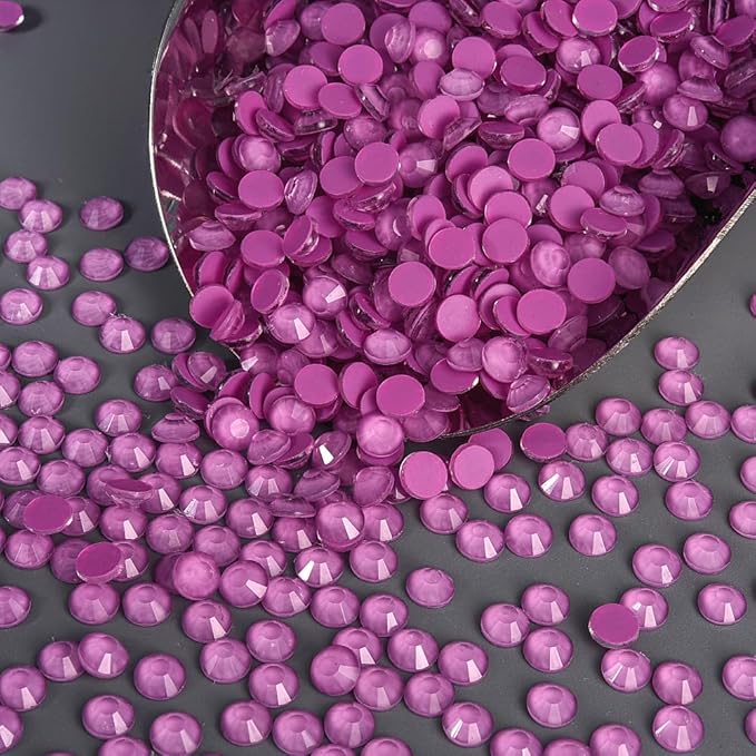 Blinginbox Flatback Rhinestones Round Gems, 1440pcs Luminous Series Glass Stones Neon Gems Non Hotfix Crystal Rhinestones for Nail Charms Crafts Clothes Tumblers,Lt. Amethyst Neon,SS20.