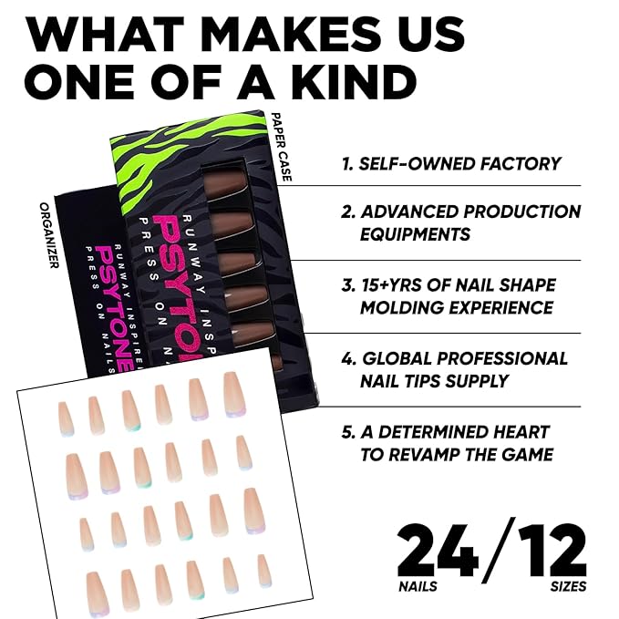 PSYTONE Colorful French Tip Press on Nails Short Square Fake Nails Press ons Cute Rainbow Glossy Full Cover Glue on Nails Nude False Nails Acrylic Stick on Nails for Women Girls 30 Pcs