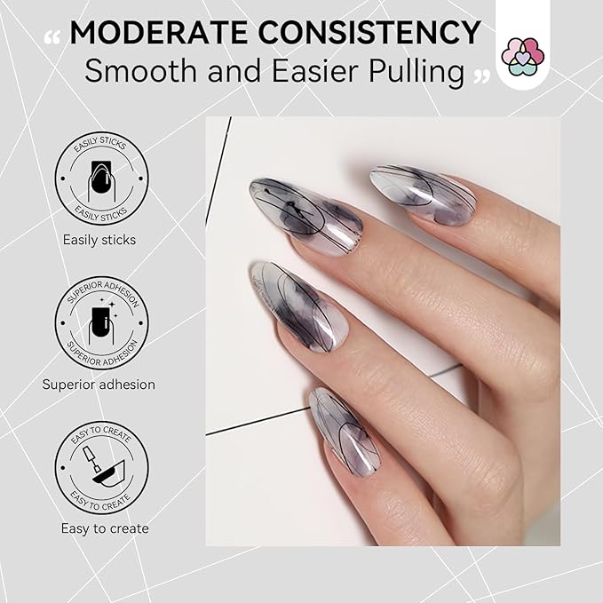 SAVILAND 2 PCS Spider Gel Set: Black & White Spider Gel for Nail Art Soak off Gels U V LED Good Toughness and Elasticity Easy To Use for Beginner Manicurist Home Salon Use
