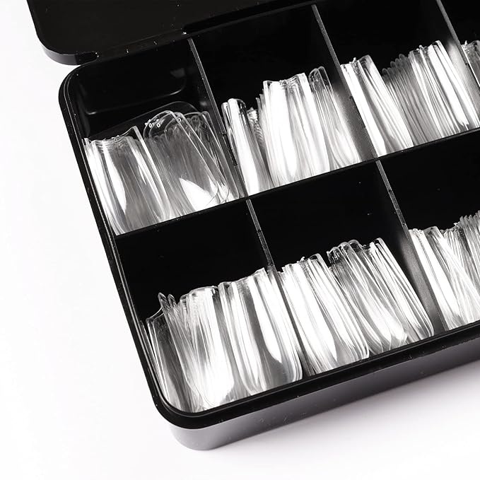 Square Nail Tips Full Cover, Long Clear Professional Acrylic Tips, Long Lasting Utra-hard False Nails Press on Nails for Nail Extension Manicurists, 360Pcs