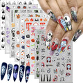 Halloween Nail Art Stickers Decals Halloween Horror Spooky Self-Adhesive Nail Designs Supply Halloween Devil Ghost Spider Web Nail Decals for Women Girls DIY Manicure Tips Horror Party Nail Decoration