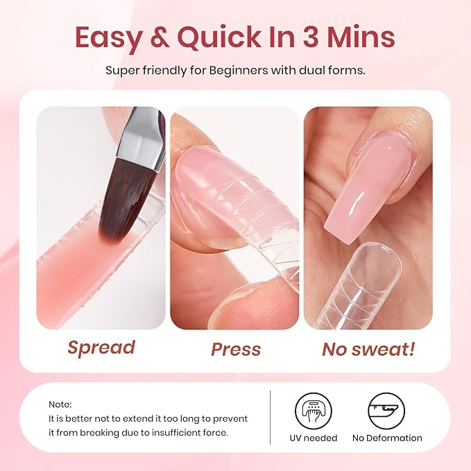 Beetles Poly Nail Gel Kit - 6 Colors Jelly Nude Extension Kit with Slip Solution Builder Nail Enhancement for Beginner & Professional Long Lasting DIY Home Gift for Women, UV & LED Needed