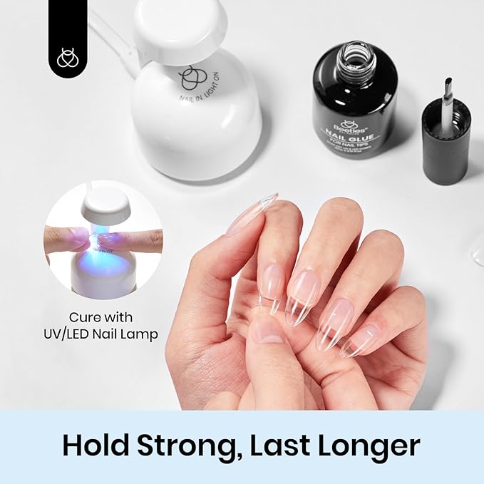Beetles 15ml Gel Nail Glue 9 in 1 for Acrylic Nails Tips and Clear Press on Nails, Long Lasting Extension Glue, Base Coat, Blooming Art Gel, U V Light Cured