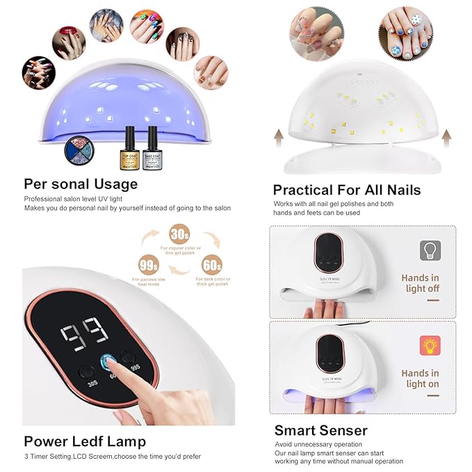 Acrylic Nail Kit Set for Beginners with Everything Acrylic Powder Nail Drill Lamp Starter Kit with False Nail Tips Nail Art Decoration Tools for Home Salon Gifts