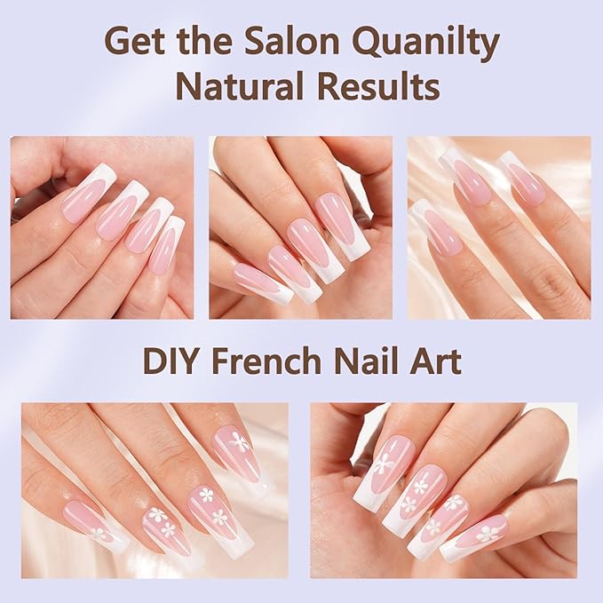 Misssix Deep French Gel Nail Tips, 150Pcs French Tip Press on Nails Long Square Pink, No Need to File 3 in 1 Tips Pre-lasting, Fake Nails for Nail Art DIY 15 Sizes