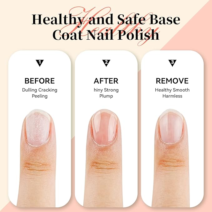 Base Coat Nail Polish Sheer Tinted Nude, Regular Nail Polish Enhances Natural Look, Quick Air Dry for Women Salon DIY Nail Art