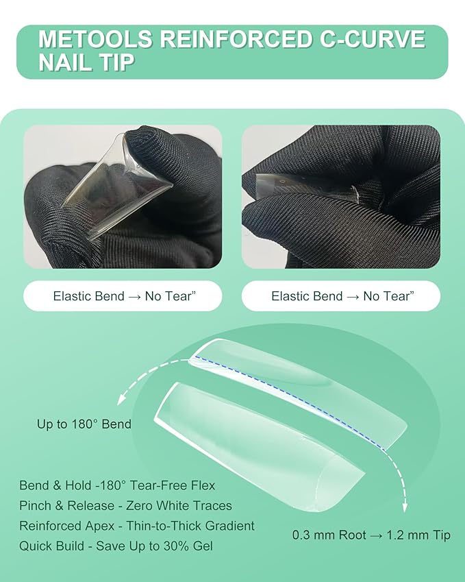Extra Thick Short Almond Nail Tips, Natural Curve Strong Clear Pre-etched Press on Nail Gel Extension, Full Cover False Nail Tipsfor Acrylic French Salon DIY 15 Sizes 360 pcs