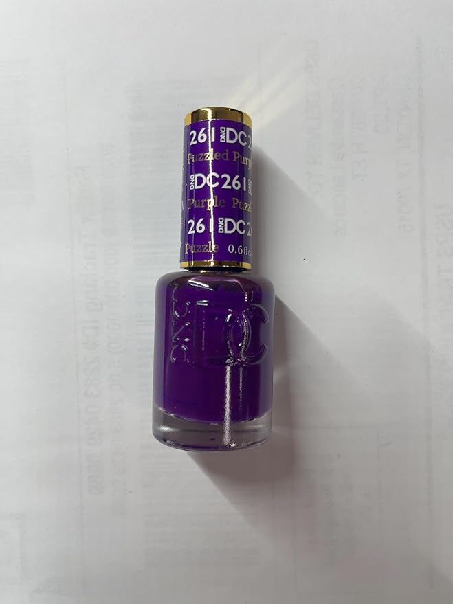 DND DC Gel Polish Set, Purple Collection, UV/LED Gel Polish and Air Dry Nail Lacquer, Matching Chip-Free Polish Duo, 261 Puzzled Purple, 0.5 Fl Oz