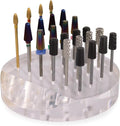 PANA Round Transparent Acrylic Nail Drill Bit Holder Display Organizer Stand - Carbide Bit Storage Mount For Manicure Tools Nail Salon - 12 Holes Clear (Drill Bits Not Included)