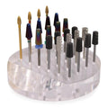 PANA Round Transparent Acrylic Nail Drill Bit Holder Display Organizer Stand - Carbide Bit Storage Mount For Manicure Tools Nail Salon - 24 Holes Clear (Drill Bits Not Included)