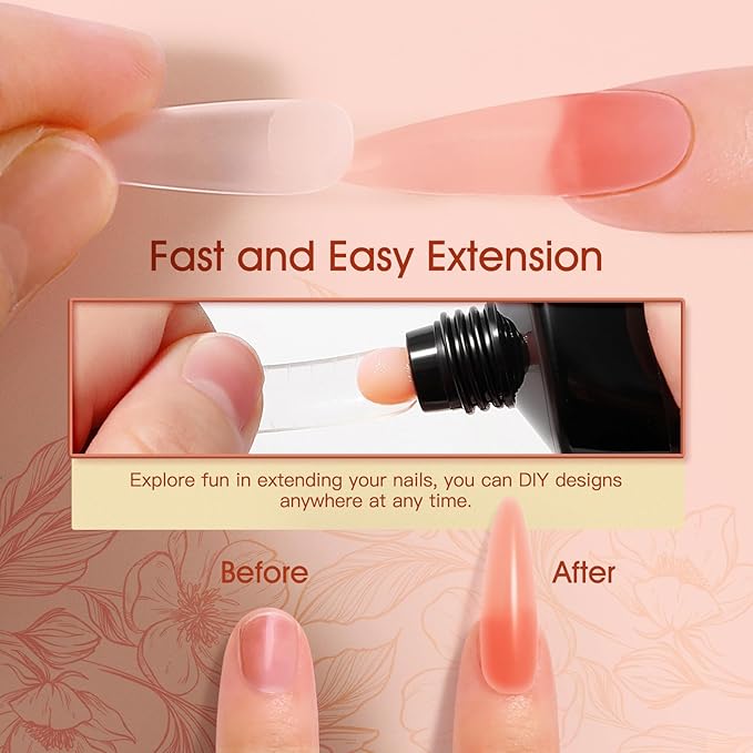 ROSALIND 2 oz Nude Poly Nail Gel, Fall Poly Extension Orange Gel Poly Builder Nude Nail Quick Building Acrylic NailsThickening Nail Art Design Natural