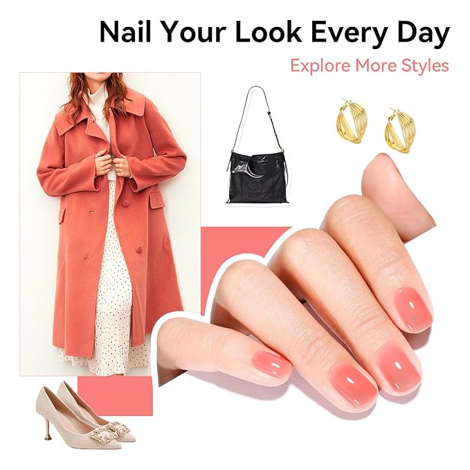Nude Nail Polish Set 6 Colors Neutral Beige Nude Rose Pink Brown Sheer Pink Jelly Nail Polish, Quick Dry, Non-Toxic, Rich in Castor Oil, Professional Nail Art DIY at Home Gift for Women