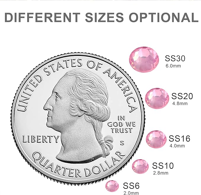 Blinginbox Rhinestones for Crafting,Flatback Rhinestones Glass Gems Stones Round Gemstones Non-Hotfix Crystal for Crafts Nail Decoration,Pink Fairy Crystal(1.9-2.0mm) SS6/1440pcs