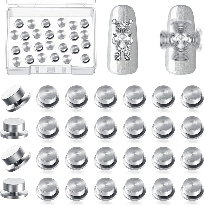 Leelosp 30 Pieces Spinning Nail Charms Nail Art Rotating Charm Bearing Art Tool Rings Jewelry Rotating Tools 3D for Women Girls Crafting Jewelry Accessories