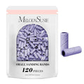 MelodySusie 120 Pcs Nail Drill Bits Small Sanding Bands for 3.1mm Mandrel Bit, 180 Fine Grit Nail File for Acrylic Nails Gel Manicures and Pedicure, Purple (Only Sanding Bands)