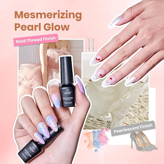 Beetles 119 PCS Gel Nail Polish Set - 100 Colors Spring Nail Polish Kit Cat Eye Pink Blue Jelly Glitter Pearl Gel Polish & 5Pcs Base Top Coat Soak off UV Manicure Nail Art Home Easter Gifts for Women