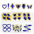 24pcs Blue Nail Rhinestones Luxury Nail Charms Sapphire Heart Charms for Nails 3D Big Royal Blue Nail Gems Crystals Diamonds Jewelry Stones Alloy Nail Art Studs Nail Art Decor for Arylic Nails Crafts