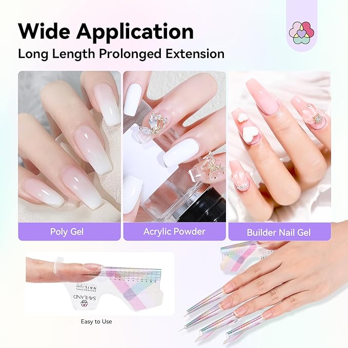SAVILAND Plus Nail Forms: Reusable Sticky Nail Form for Builder Gel Super Adhesive Nails Extension Forms for Acrylic Nails with Precise Length Guide
