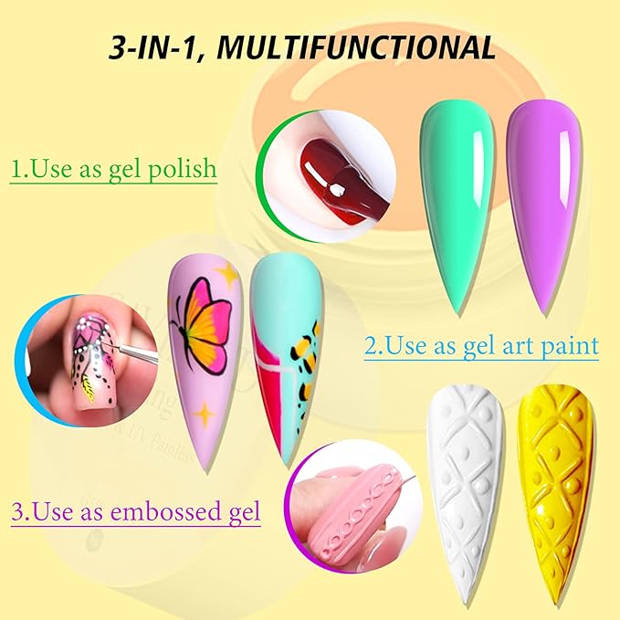 SAVILAND 48 Colors Gel Paint Kit: Solid Nail Art Painting Gel Polish Set with 15pcs Nail Art Brushes for Drawing Painting Home DIY Salon Manicure Supplies Christmas Gift for Women