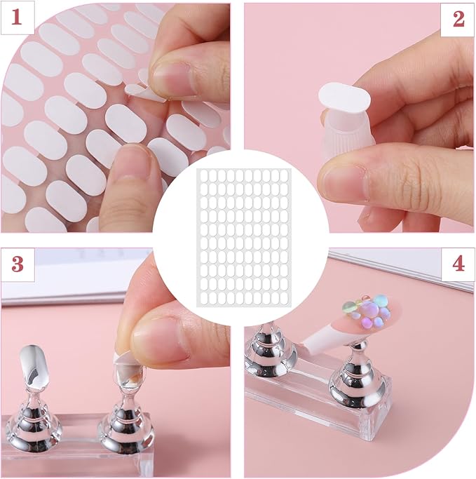 1200 Pcs False Tip Double Sided Adhesive Tapes for Nail Art Display, Clear Nails Adhesive Tabs, Press on Fingernail Stickers,Pre-Cut Strips for Nail Art Holder and Display Book