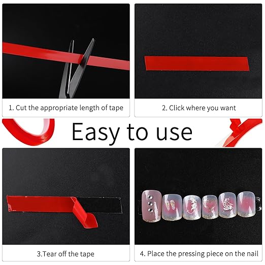 Mozeat Lens 2 Rolls Double Sided Tape for Press on Nails Adhesive Strong Sticky Nail Tapes Waterproof Removable Traceless Clear Mounting Tape for Salon Nail Tips Colors Designs Showcase, 20FT