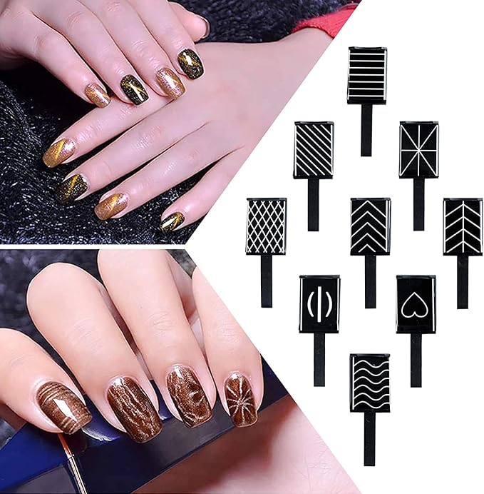 Ideal Swan Magnet Nail Art Polish Tool Set, Cat Eye Gel Polish 3d Gel Nails Cat Eye Plastic Tool, Magnetic Cat Eye for Salon Studio Home Manicure (15 Piece Set)