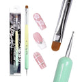 Ivy-L Premium 2 Ways French Gel Acrylic Nail Art Kolinsky Brush with Dotting Tool for Professional Manicure Nail Art Design Cuticle Clean-up + Lime Green Wood Handle (Size 10)