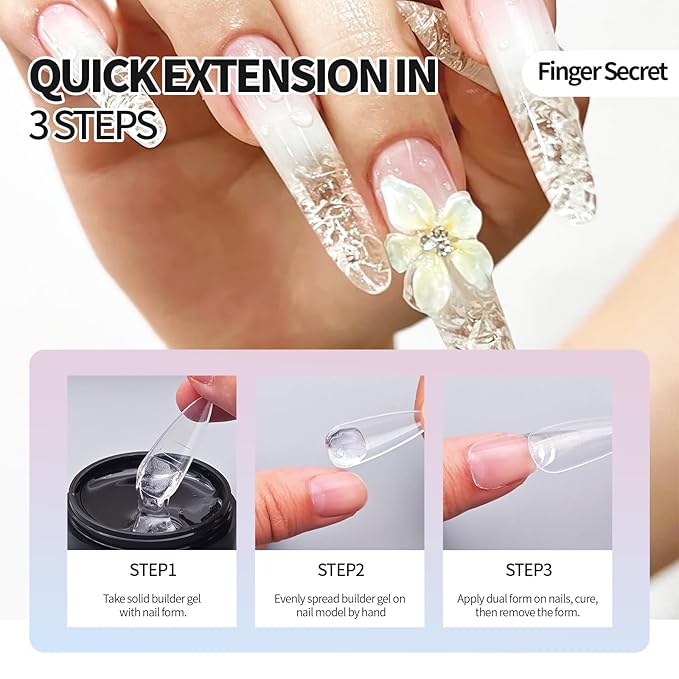 3D Gel Nail Art Kit-Pink Solid Builder Gel for Nails 3D Sculpting Carving Building Modeling Hard Extension for Beginner DIY Salon at Home Cured Needed