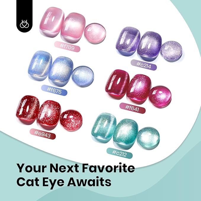 Beetles Green Cat Eye Gel Polish, 15ML Mint Green Cat Eye Glitter Gel Polish with Magnet Soak Off UV Shimmer Velvet Gel Mint Stardust Series French Nail Art Design Manicure Gifts for Women